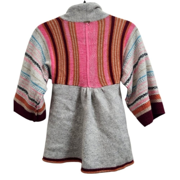 Vtg Y2k Free People Cardigan Sweater S Stripe Pink Red Turquoise Kimono Open - Picture 5 of 10